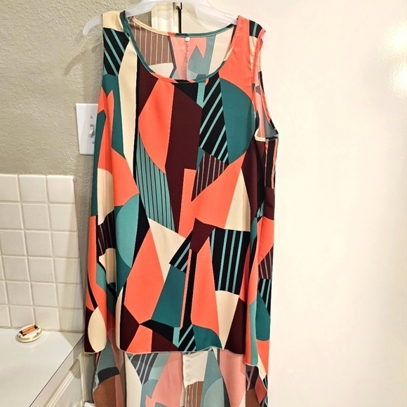 NWOT Temu Polychrome cover up/Tunic Sleeveless long hem XL - Picture 9 of 12